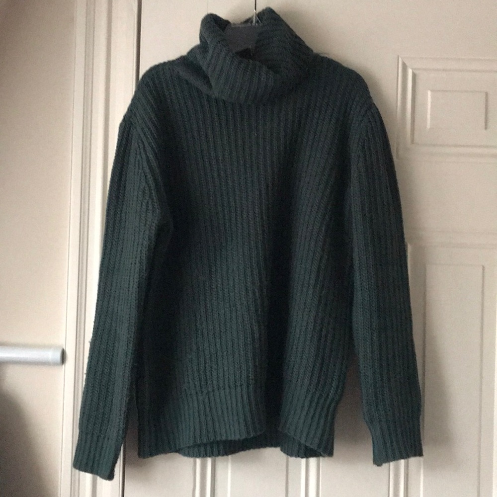 Chunky knit turtleneck sweater - peacock
